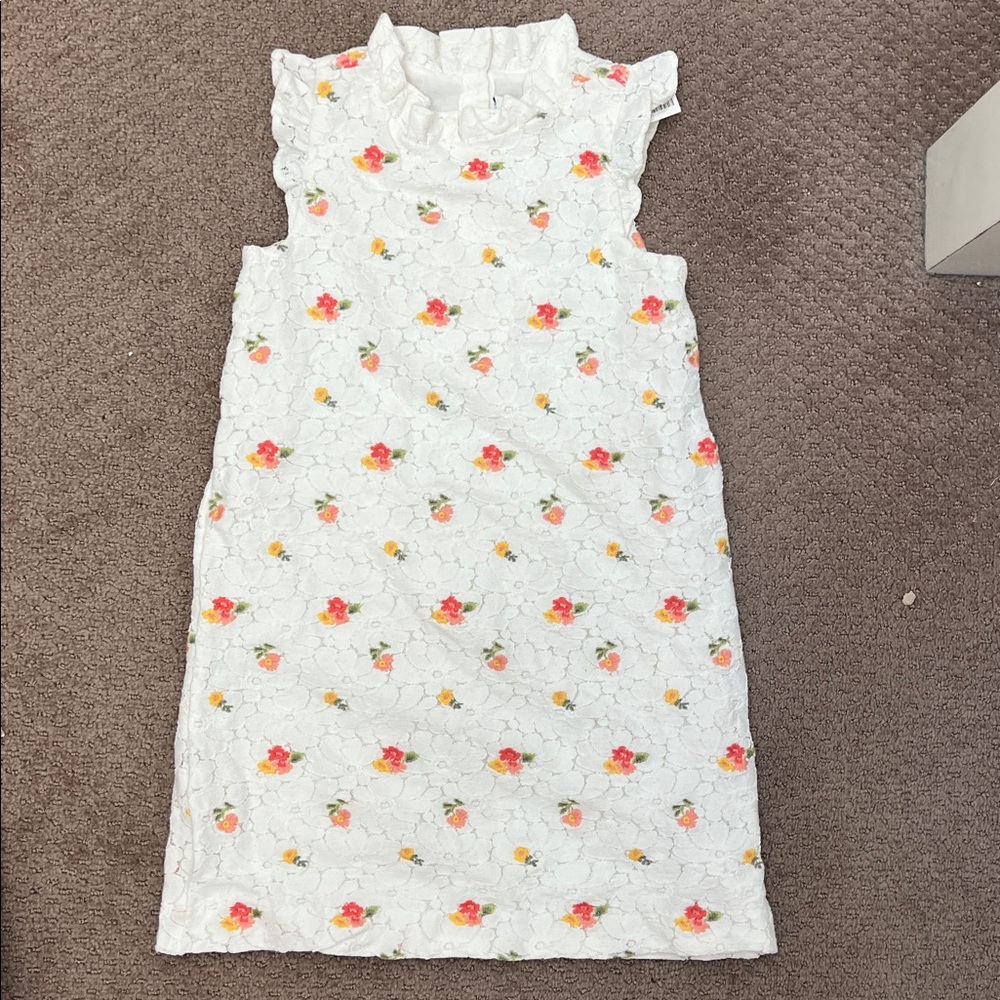 Janie and Jack White Lace Dress with Floral Embroidery
